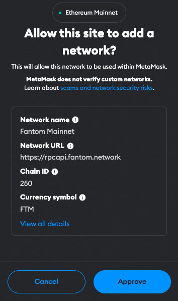 Fantom to MetaMask