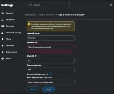 optimism to metamask
