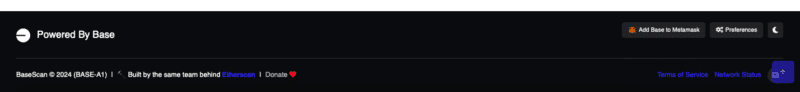 Add Base to MetaMask button on BaseScan