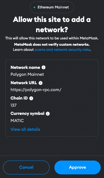 Polygon to MetaMask