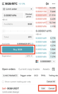 Customize your order on Bitget