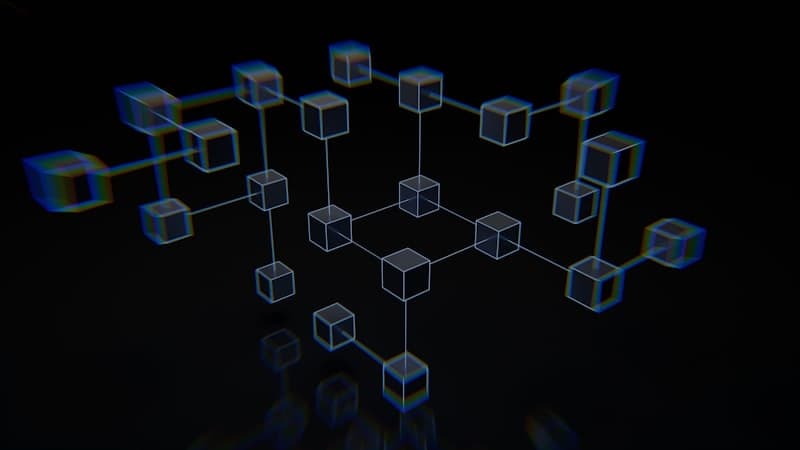 Bitcoin blockchain network visualization showing decentralized architecture