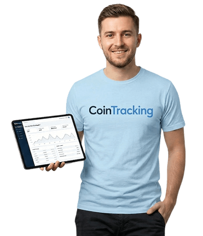 CoinTracking expert holding a tablet with the crypto tax platform
