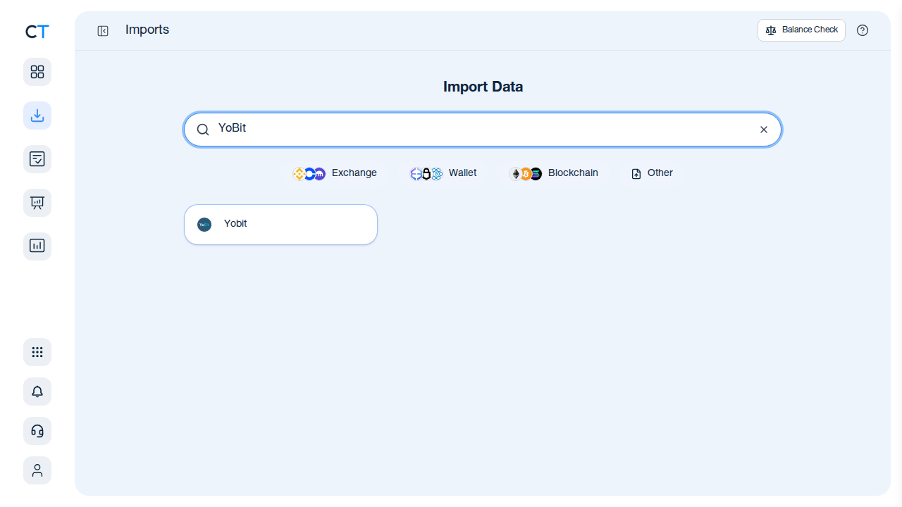 CoinTracking Yobit CSV import search
