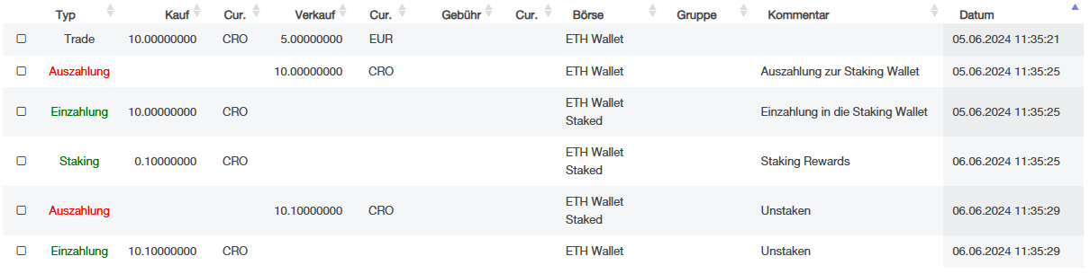 CoinTracking Staking-Transaktionen überprüfen