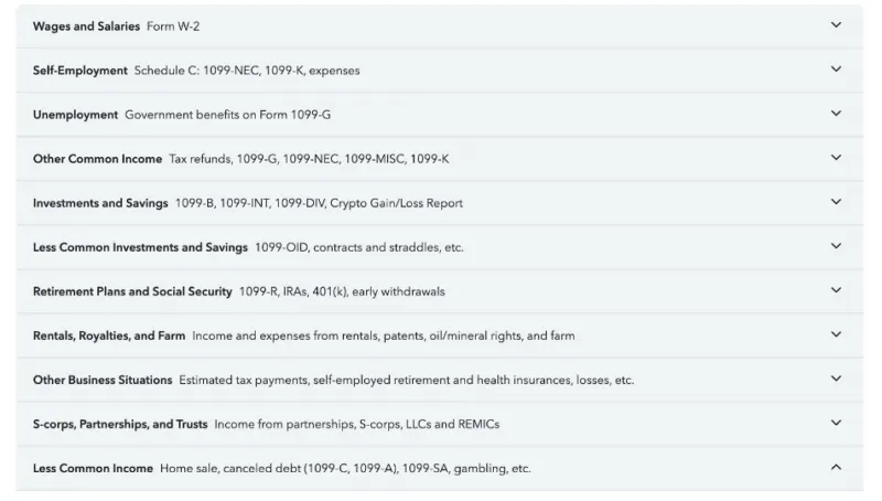 TurboTax Less common income